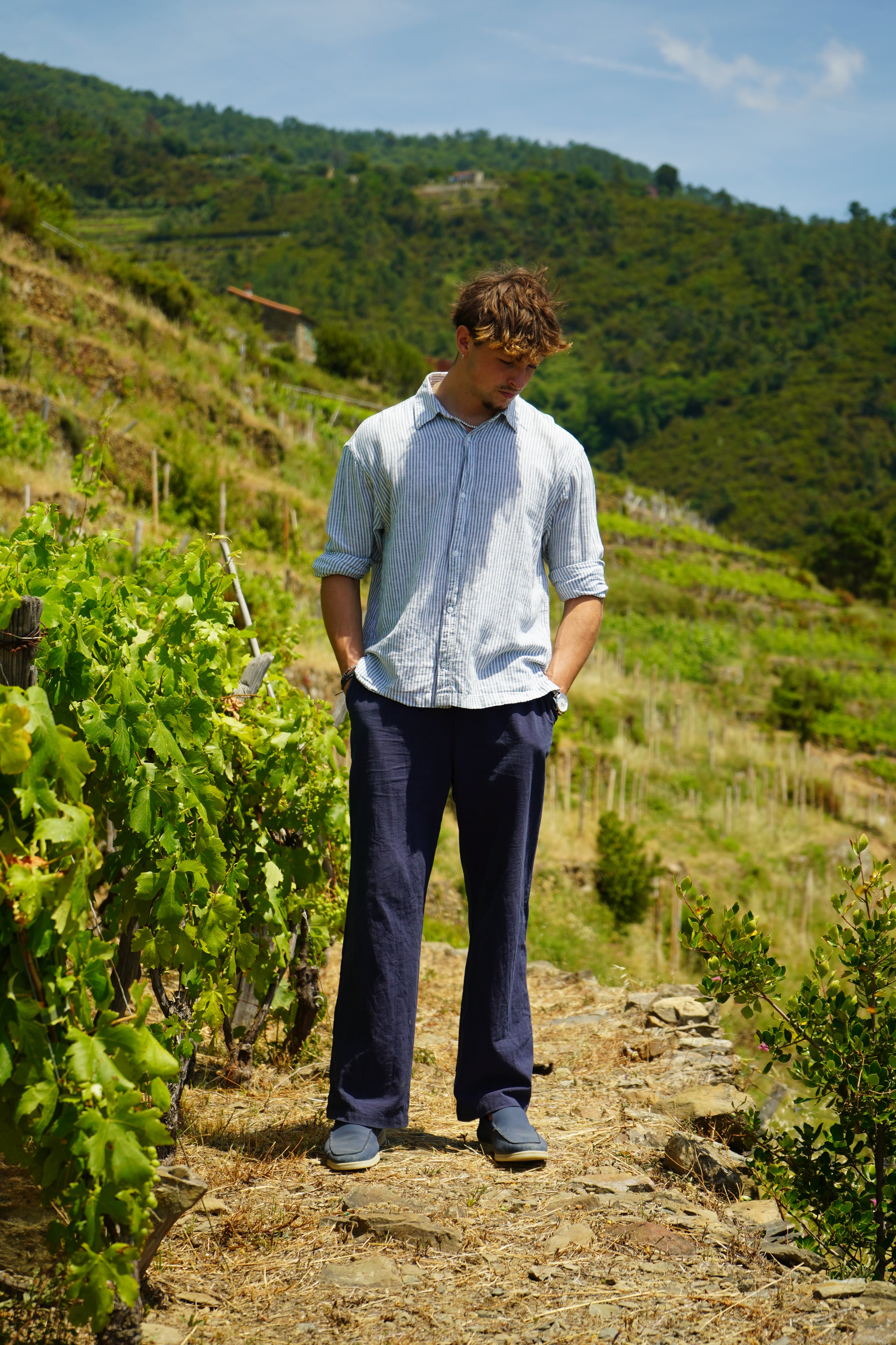Club Privé Linen Pants - Navy