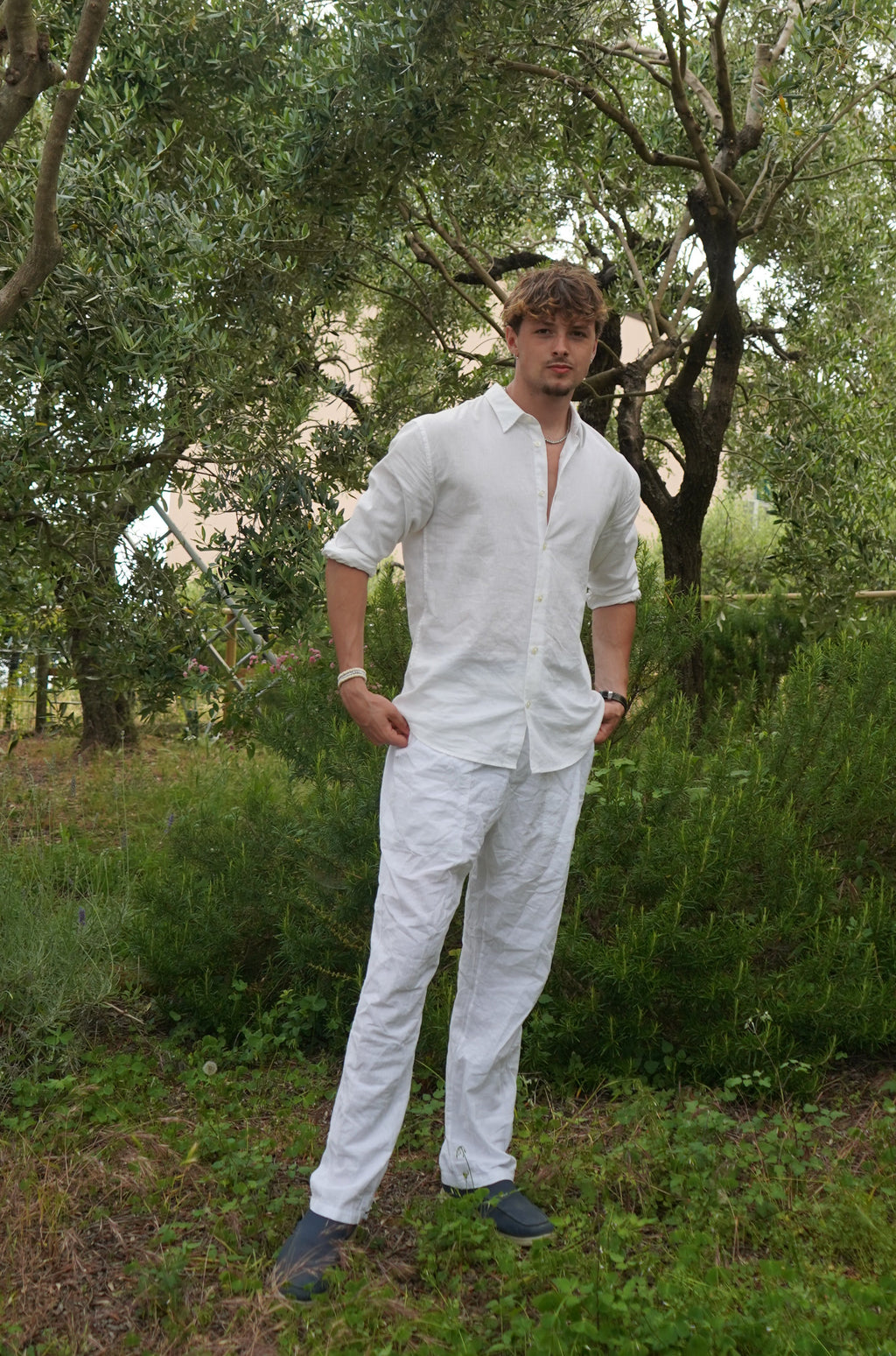 Club Privé Linen Pants - White